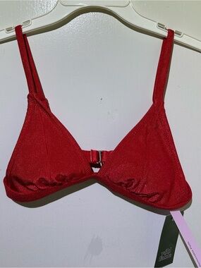 Wild Fable Red Ribbed Bikini Top XS NWT Swimwear